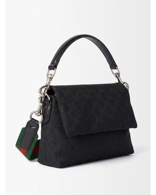 Gucci Black Small Gg Crossbody Bag With Web