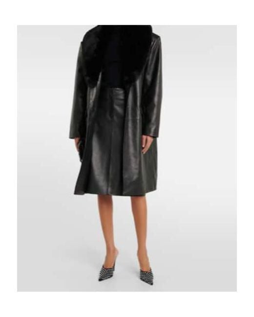 Magda Butrym Black Leather Midi Skirt