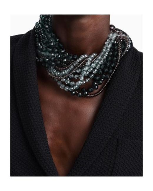 Emporio Armani Blue Multi-Strand Beaded Necklace