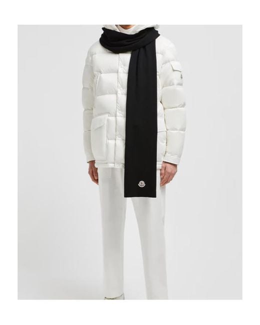 Moncler Black Logo Patch Knit Scarf for men