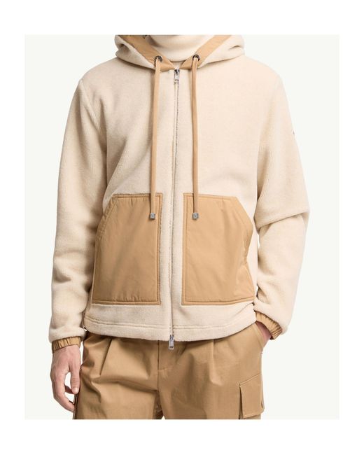 Moncler Natural Panelled Zip-Up Jacket for men