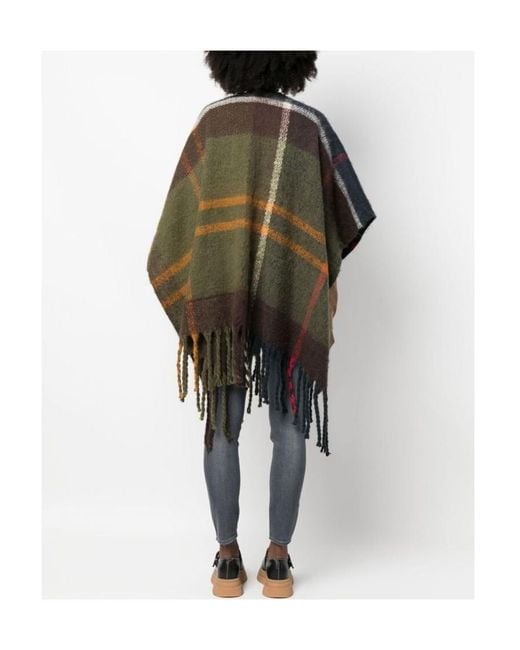 Barbour Multicolor Checked V-Neck Cape