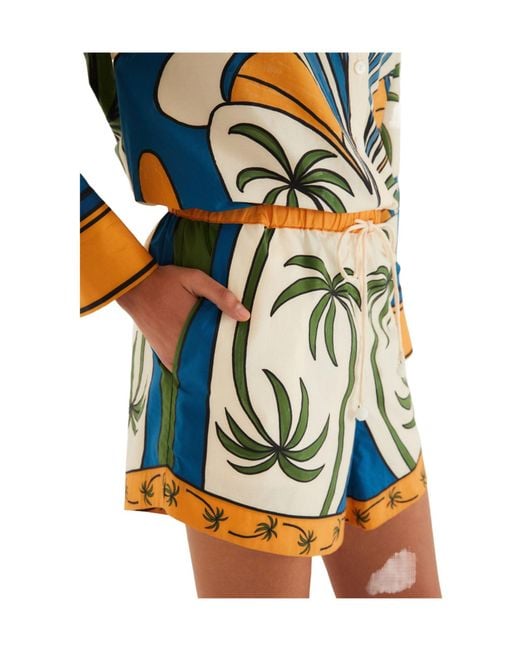 Farm Rio Multicolor Tropical Graphic Drawstring Pockets Shorts