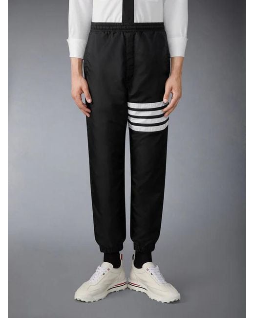Thom Browne Black Four-Bar Ripstop Track Pants for men