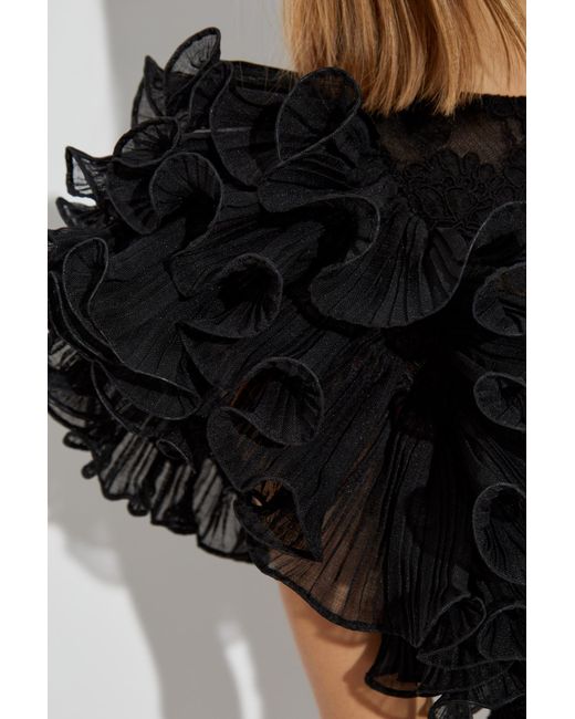 Zimmermann Black Ruffled Lace Top