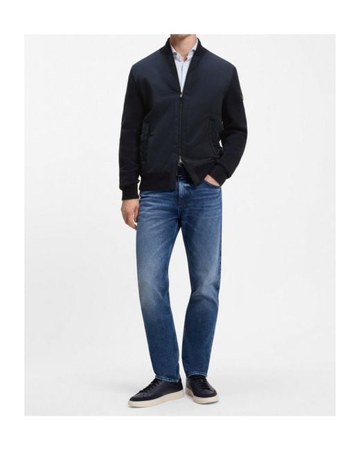 Boss Blue Zip-Up Bomber Jacket for men