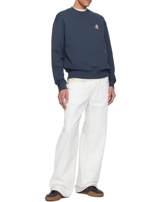 Maison Kitsuné Blue Maison Kitsuné Speedy Fox Long Sleeved Sweatshirt for men