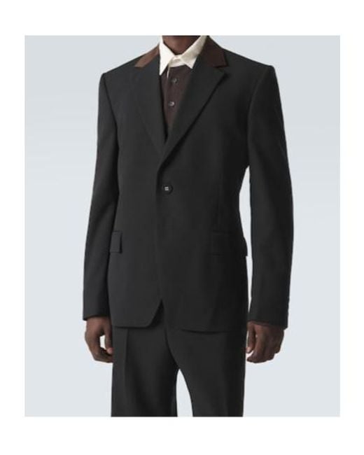 Wales Bonner Black Alto Satin-Trimmed Virgin Wool Blazer for men