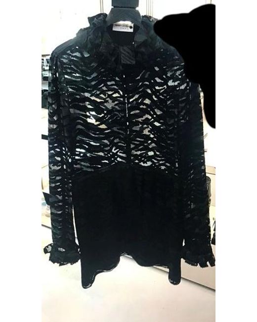 Saint Laurent Black Zebra Print Sheer Dress