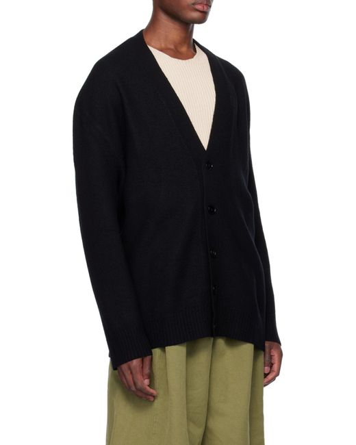 Jil Sander Black V-Neck Button-Down Cardigan for men