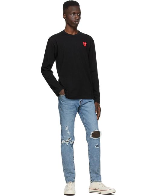 COMME DES GARÇONS PLAY Black Embroidered Logo T-Shirt for men