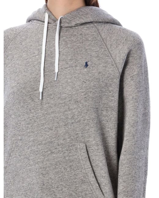 Polo Ralph Lauren Gray Logo Embroidered Drawstring Hoodie