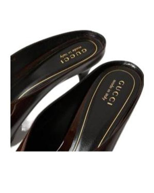 Gucci Black Solid Color Heeled Mules