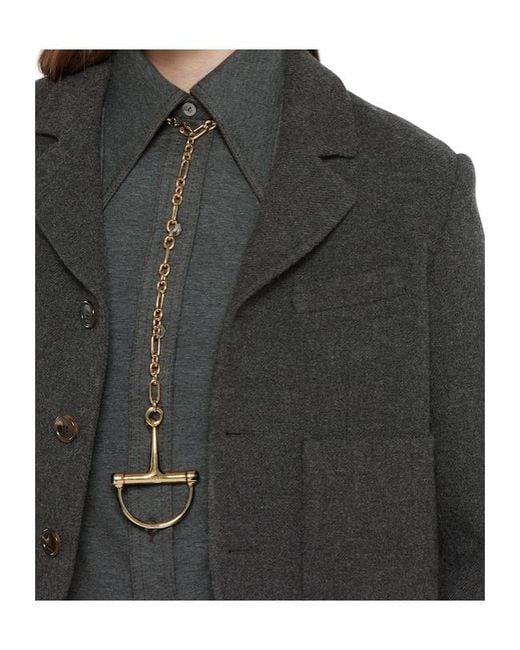 Gucci Black Collared Button-Up Jacket