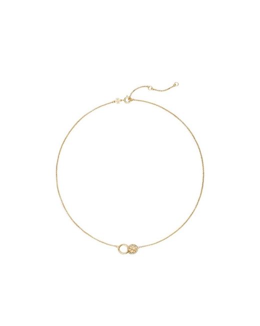 Tory Burch Metallic Logo-Charm Chain Necklace