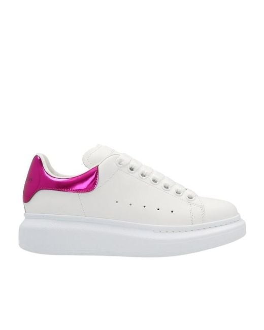 McQueen White Metallic-Detailed Low-Top Sneakers