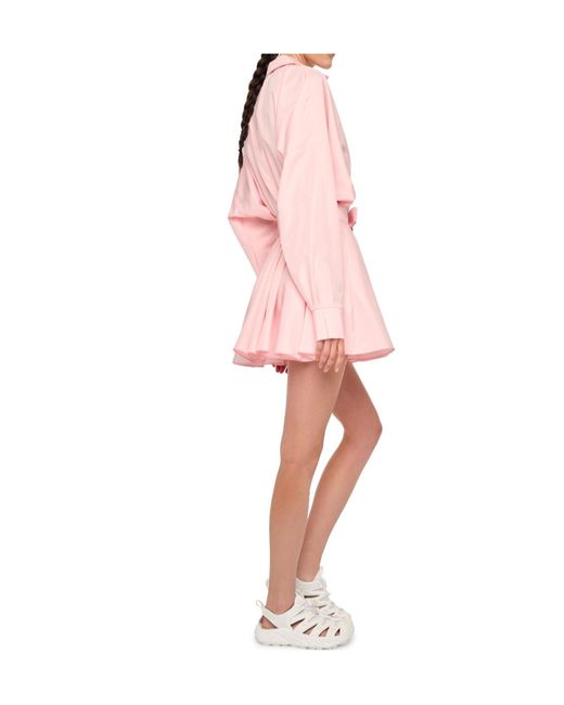 Norma Kamali Pink Belted Flared Mini Dress