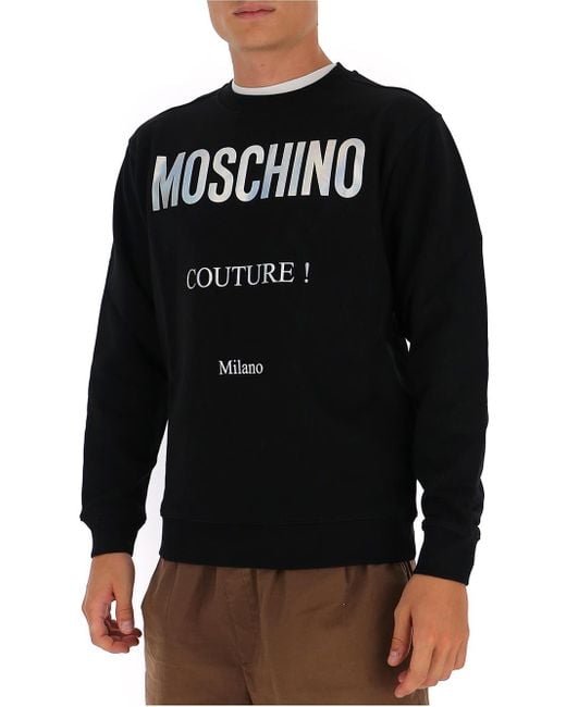 Moschino Black Embroidered Logo Sweatshirt for men