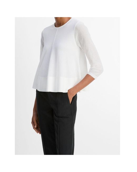 Vince White Ribbed Cotton Blend Top