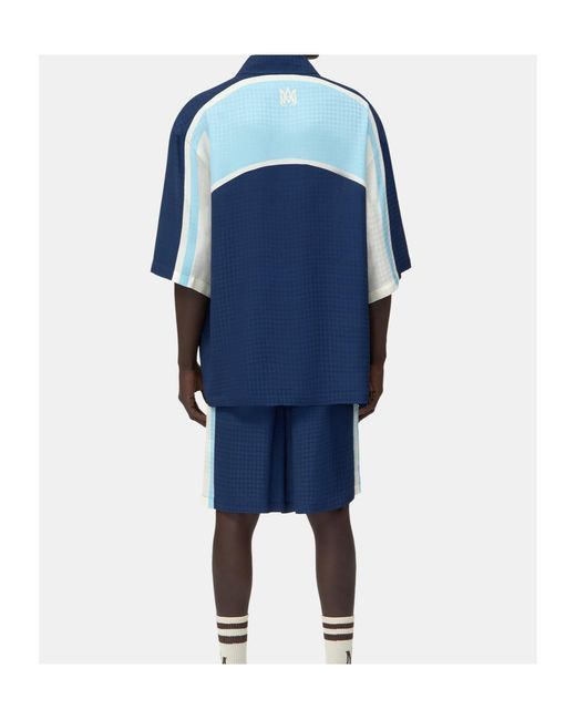Amiri Blue Panel Oversized Camp Shirt for men