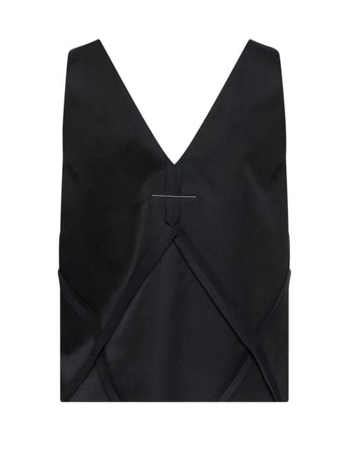 MM6 by Maison Margiela Black V-Neck Tank Top