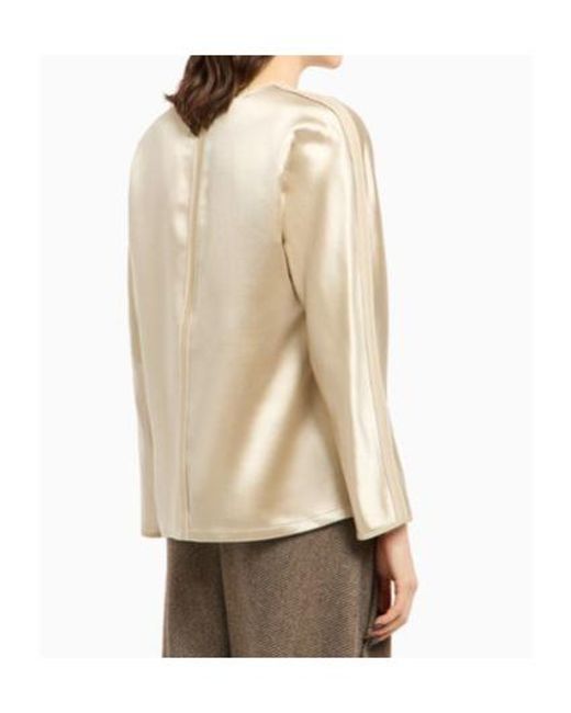 Giorgio Armani Natural Crewneck Long-Sleeved Top