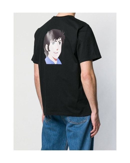 MSGM Black Viscose Pattern T-Shirt for men