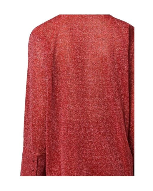Oseree Red Oséree Lumiere Lurex Button-Up Shirt