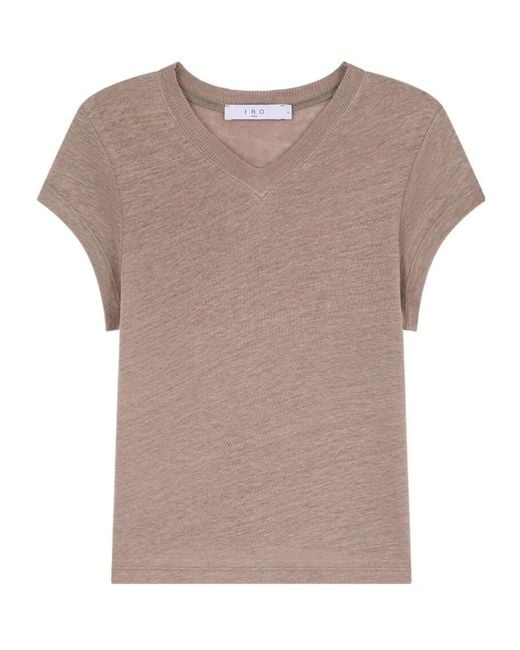 IRO Brown Sybel V-Neck T-Shirt
