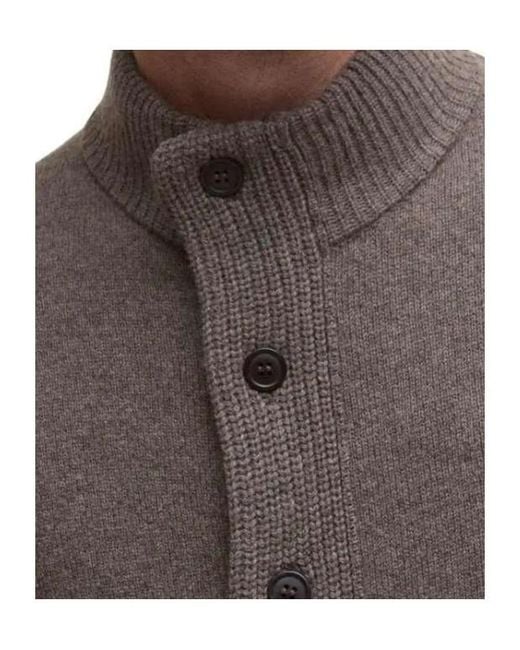 Barbour Brown High-Neck Button-Up Cardigan for men