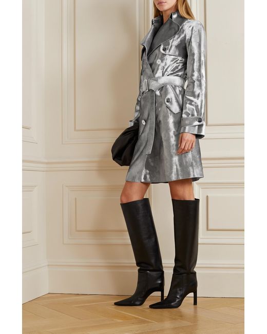 Michael Kors Gray Double-Breasted Trench Coat