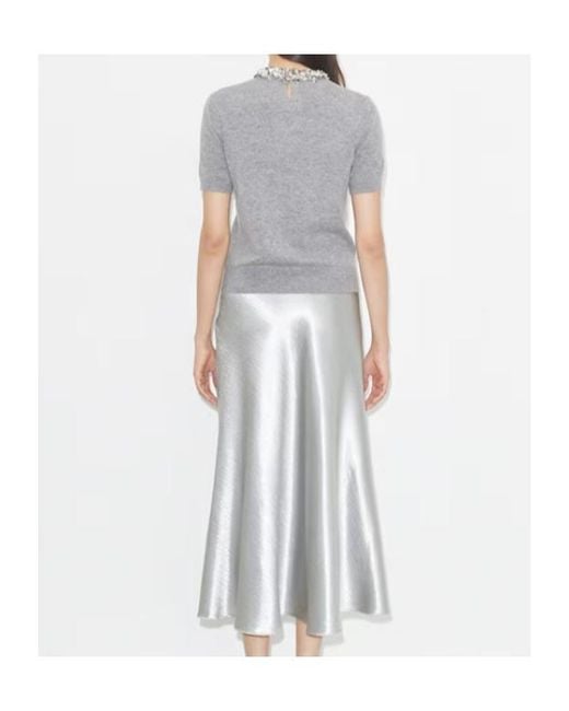 Tory Burch Gray Sequin Short-Sleeved Jumper