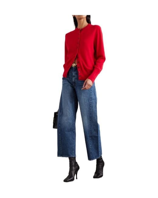 Mother Blue Ankle High-Rise Barrel-Leg Jeans