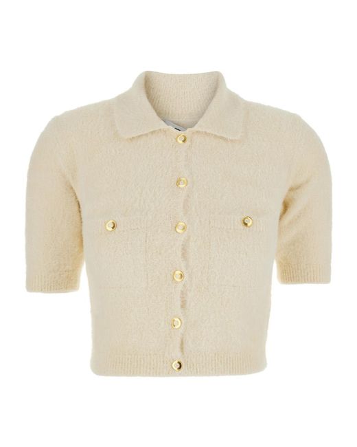 Elisabetta Franchi Natural Jewel Buttons Mini Cardigan