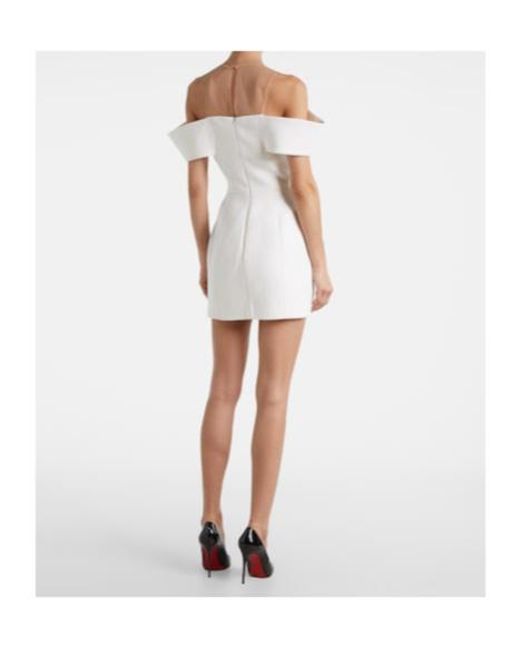 David Koma White Off-Shoulder Wool Minidress