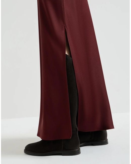 Brunello Cucinelli Purple Satin Cady Fluid Bias-Cut Skirt