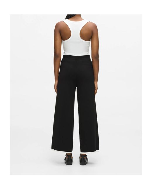 Karl Lagerfeld Black Contrast-Piping Palazzo-Pant