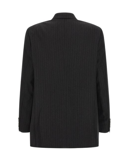 Auralee Black Wool Double-Breasted Suit Jacket
