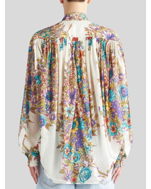 Etro White Floral Printed Long-Sleeved Blouse