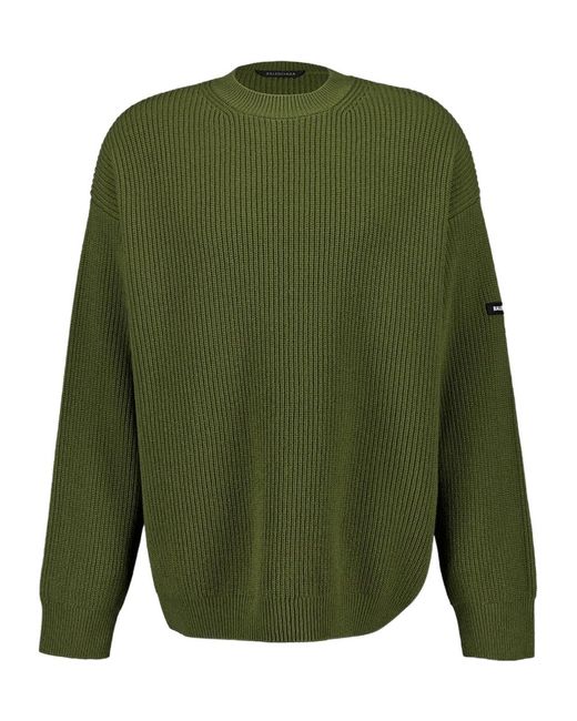 Balenciaga Green Crewneck Knitted Jumper for men