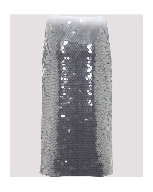 Sportmax White Toano Allover Sequin Embellished Midi Skirt
