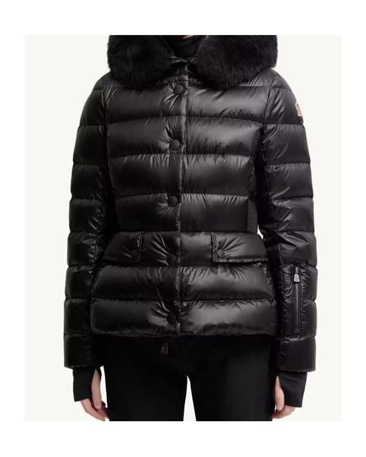 Moncler Black Grenoble Armoniques Hooded Shearling-Trimmed Down Ski Jacket