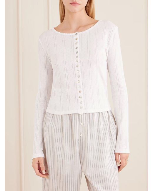 Rohe White Openwork Knit Cardigan