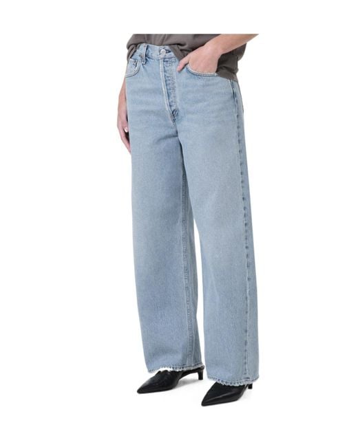 Agolde Blue Low-Waisted Straight-Leg Jeans