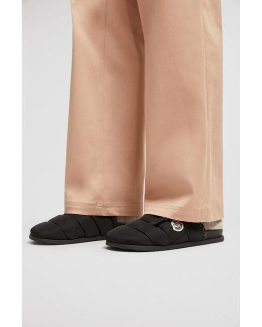 Moncler Black Logo Patch Padded Slippers