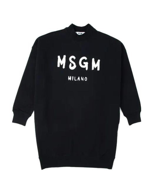 MSGM Blue Logo Details Sweater-Style Dress