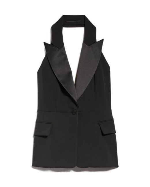 Max Mara Black Pianoforte V-Neck Sleeveless Gilet