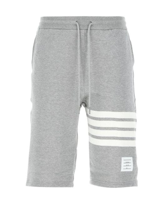 Thom Browne Gray Bar Bermuda Shorts for men