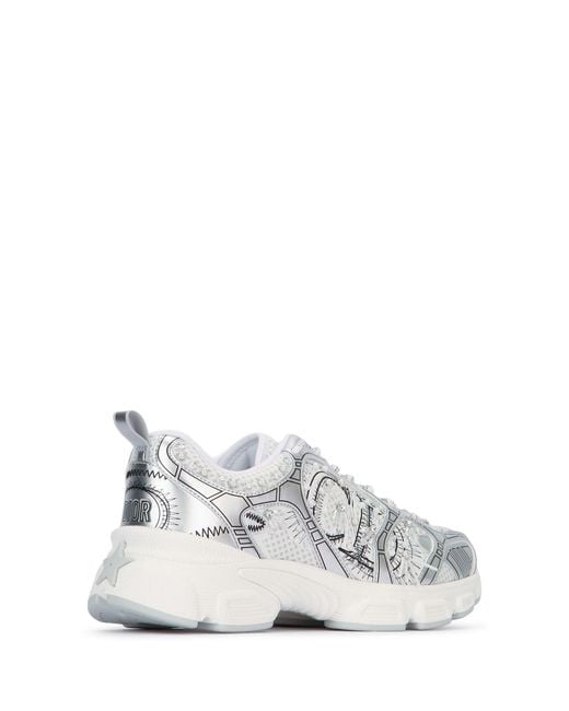 Dior White Lace Up Sneakers