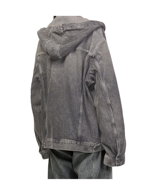 Acne Gray Hooded Denim Jacket